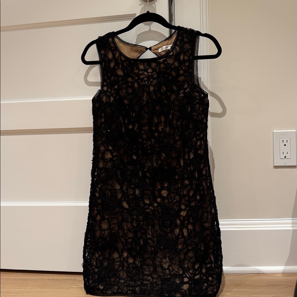 Max Studio Black Floral Lace Mini Dress